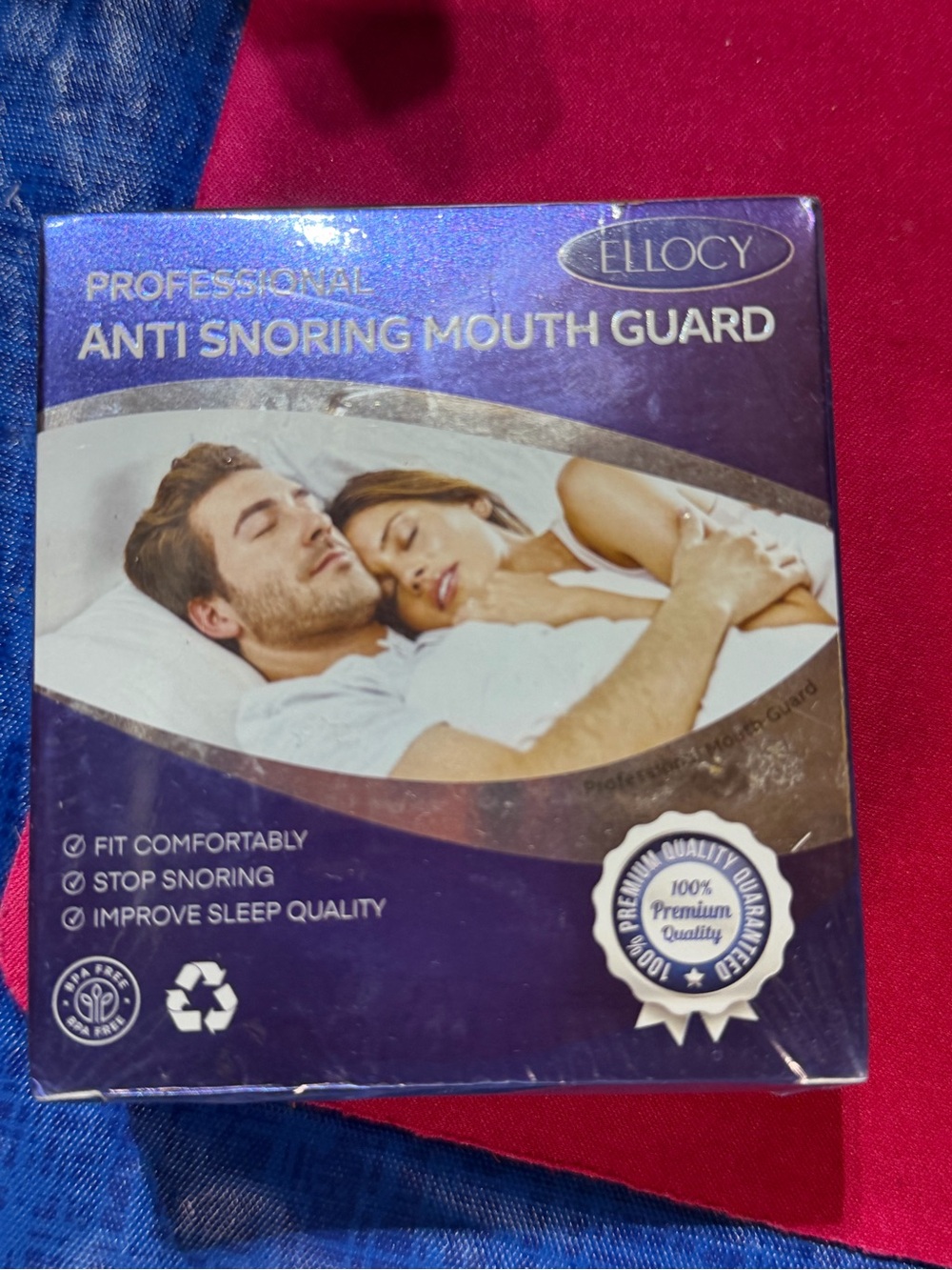 Ellocy Professional Anti Snoring Mouth Guard - Purple Packaging
